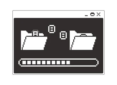 File transfer process monochrome pixel pop-up window イラスト素材