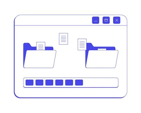 File transfer process neo brutalism line popup window Illustrazione stock