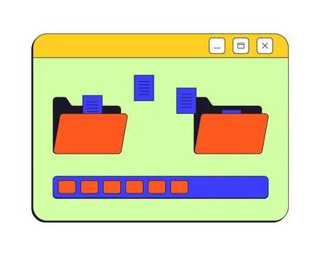 File transfer process neo brutalism pop-up UI window Stock Illustration