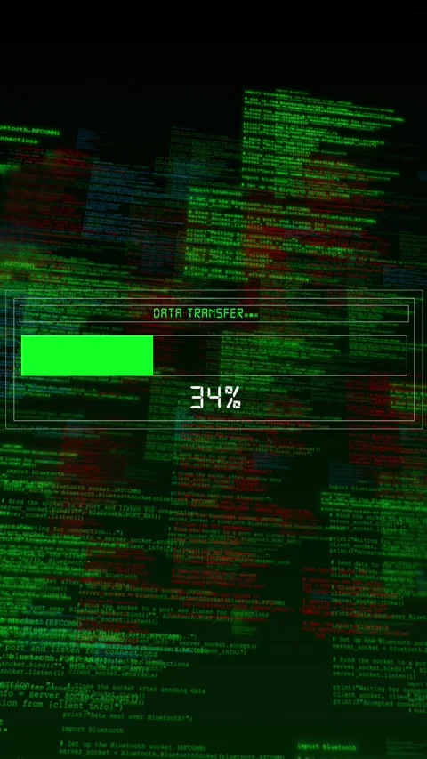 File Transfer Progress, Data Transfer Progress, Secure Data Transfer, Program Stock Footage 315419480