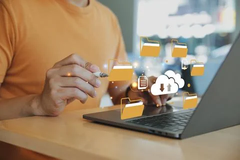 File transfer protocol or FTP digital system for transferring documents. 스톡 사진