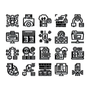 File transfer protocol secure network computing icons Stock Illustration