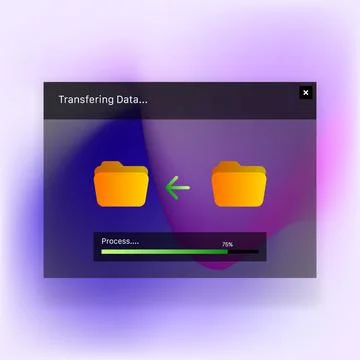 File Transfer UI with Progress Bar and Folder Icons Stock Illustration