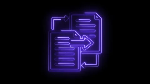 File transferring concept glowing neon light effect data migration backup copy Stock Footage 330782689