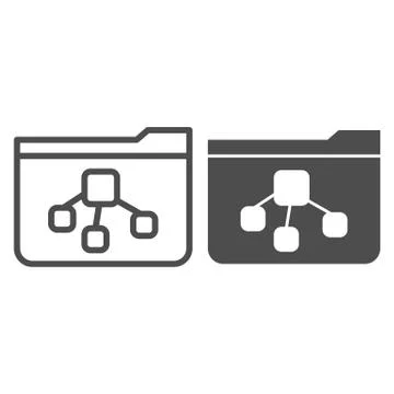 File tree folder line and glyph icon. Folder with document vector illustration Illustrazione stock