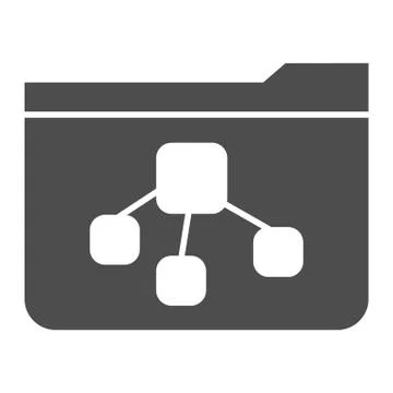 File tree folder solid icon. Folder with document vector illustration isolated Stock Illustration