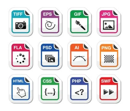 File type black icons as labels - graphics, coding イラスト素材