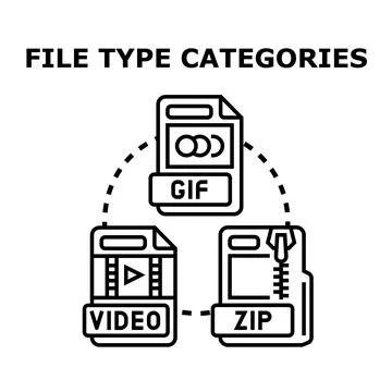 File type categories concept connecting various digital formats Stock Illustration