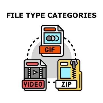 File type categories concept connecting various digital formats イラスト素材