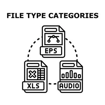 File type categories concept vector infographic icon illustration Stock Illustration