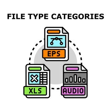 File type categories concept vector infographic icon illustration Illustrazione stock