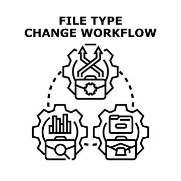 File type change workflow process concept illustration Illustrazione stock