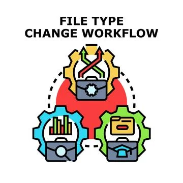 File type change workflow process concept illustration Stock Illustration