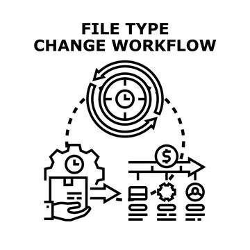 File type change workflow process optimization loop Stock Illustration