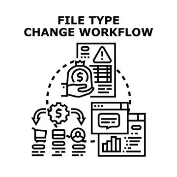 File type change workflow system vector concept Stock Illustration