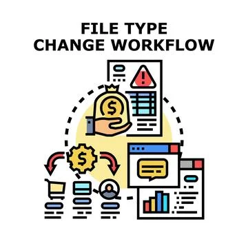 File type change workflow system vector concept Stock Illustration