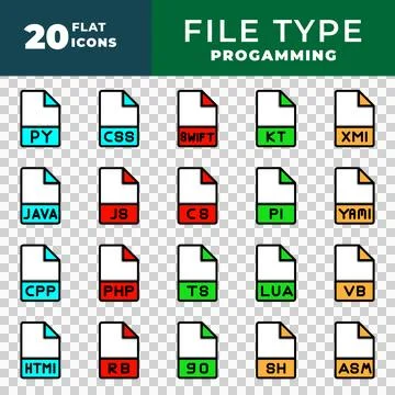 File type document icon set. extension files format icons.  Stock Illustration