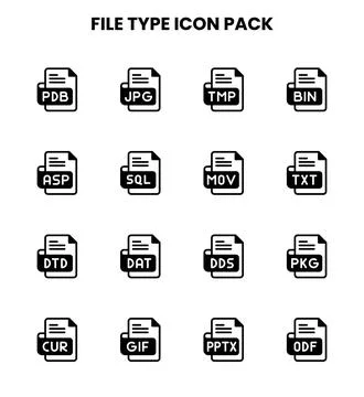 File Type DuoTone Set Icons Pack Stock Illustration