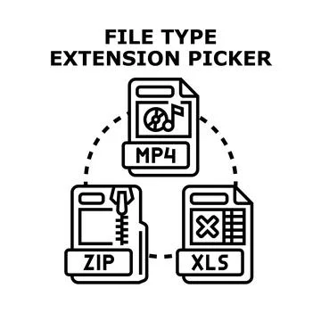 File type extension picker choosing digital format Ilustração Stock