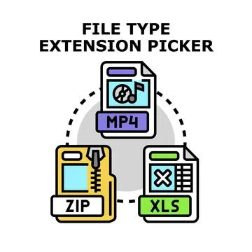 File type extension picker choosing digital format イラスト素材