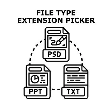 File type extension picker choosing document format Stock Illustration