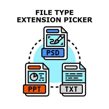 File type extension picker choosing document format Illustrazione stock