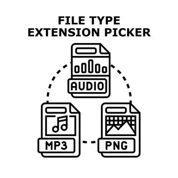 File type extension picking and choosing options Stock Illustration