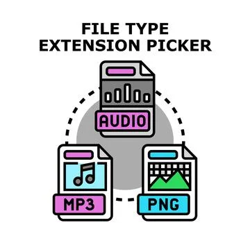 File type extension picking and choosing options Stock Illustration