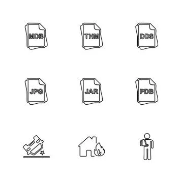 File type , files , documents , eps icons set vector Stock Illustration