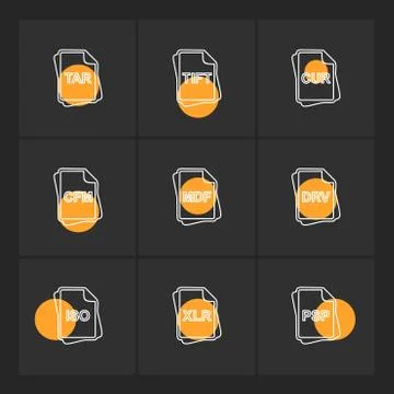 File type , files , documents , eps icons set vector Stock Illustration