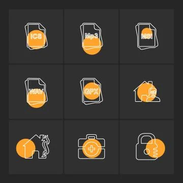 File type , files , documents , eps icons set vector Stock Illustration