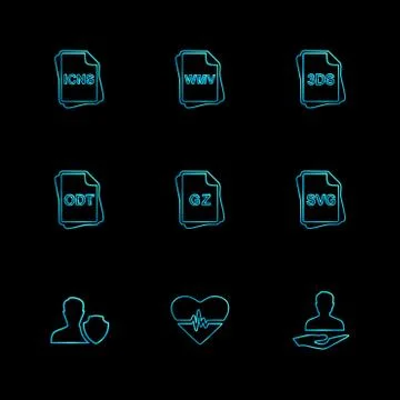 File type , files , documents , eps icons set vector Stock Illustration