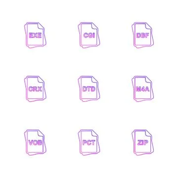 File type , files , documents , eps icons set vector Stock Illustration