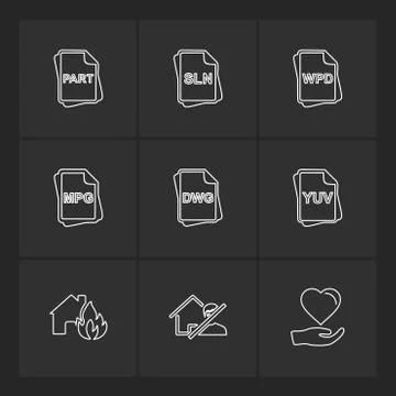 File type , files , documents , eps icons set vector Stock Illustration