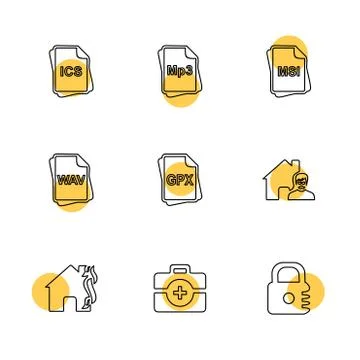 File type , files , documents , eps icons set vector Stock Illustration