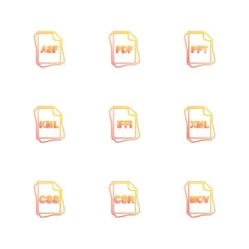 File type , files , documents , eps icons set vector Stock Illustration