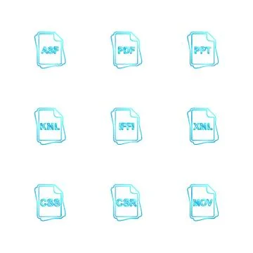 File type , files , documents , eps icons set vector Stock Illustration
