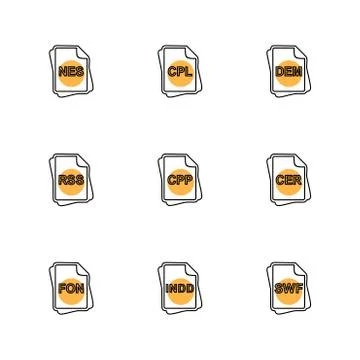 File type , files , documents , eps icons set vector Stock Illustration