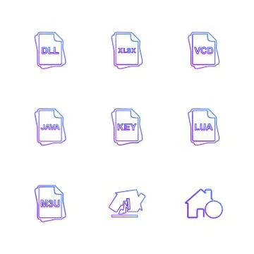 File type , files , documents , eps icons set vector Stock Illustration