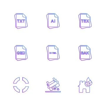 File type , files , documents , eps icons set vector Stock Illustration