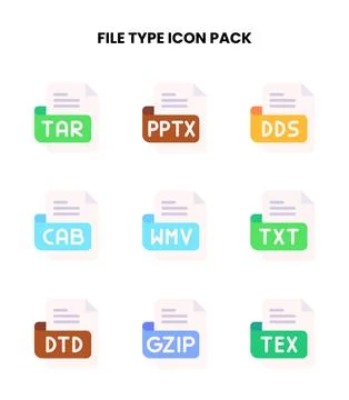 File Type Flat Bundle Icons Pack Stock Illustration