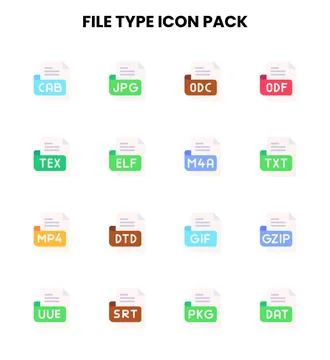 File Type Flat Collection Icons Pack 스톡 일러스트