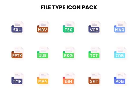 File Type Flat Icons Pack 스톡 일러스트