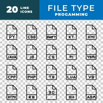 File type format icon set. document files extension icons symbol.  Illustrazione stock