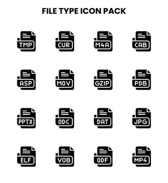 File Type Glyph Icons Pack 스톡 일러스트