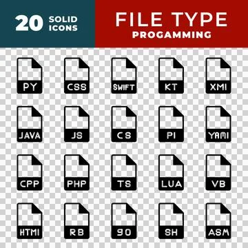 File type icon set. document files extension icons symbol.  Stock Illustration