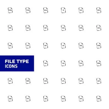 File type icons set vector Stock Illustration
