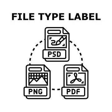File type label showing digital document format categories Stock Illustration