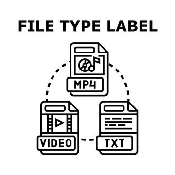 File type labels organizing digital data concept Illustrazione stock