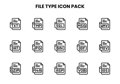 File Type Line Bundle Icons Pack 스톡 일러스트